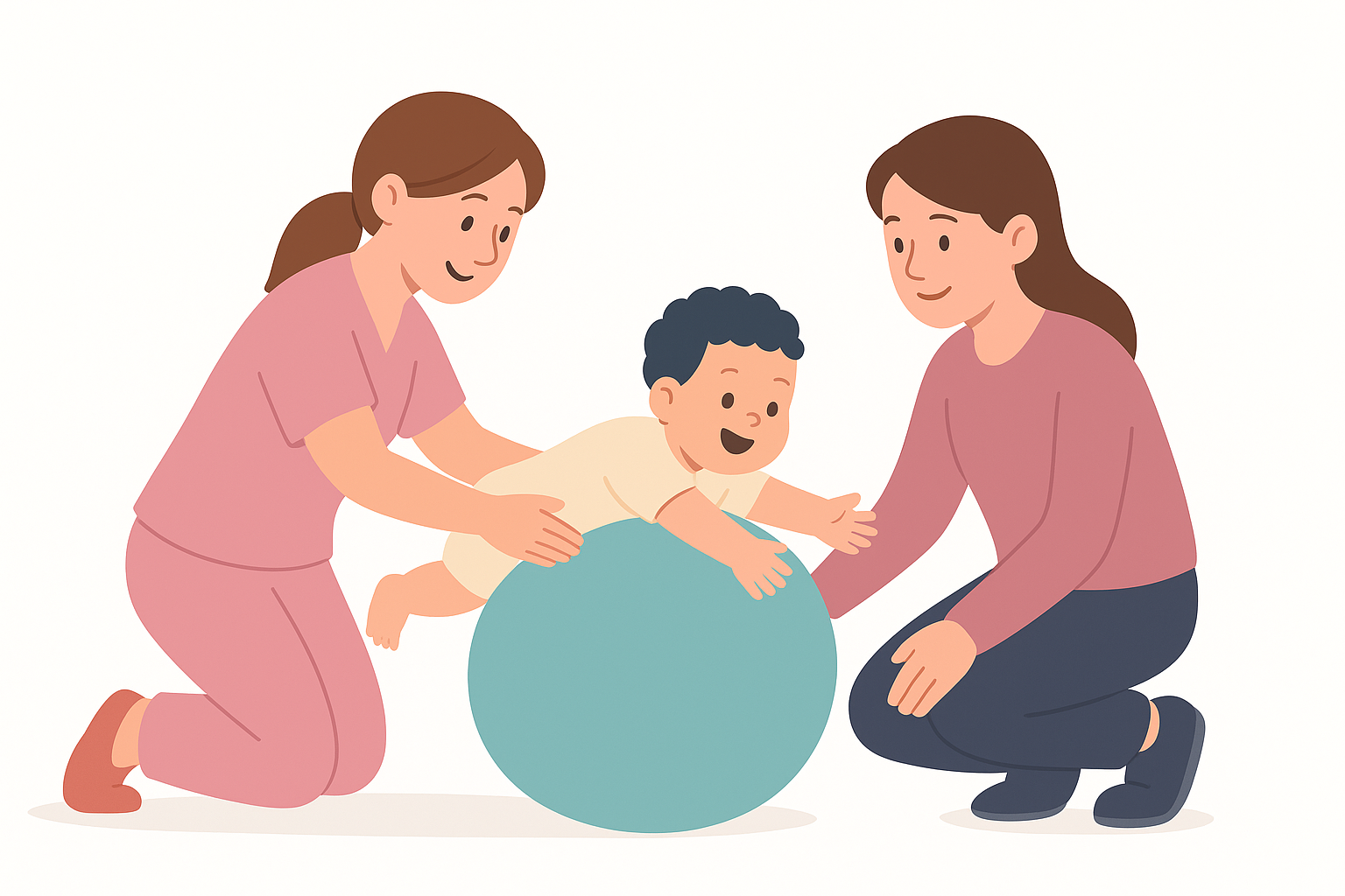 Pediatric physiotherapist working with children in a therapy session